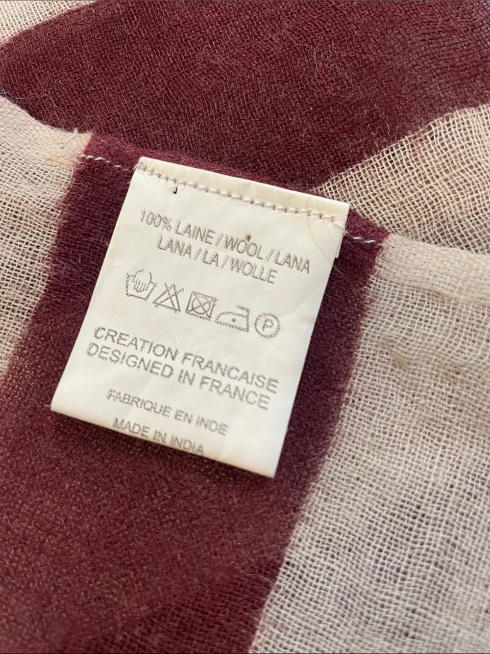 100% WOOL  Patriotic Lightweight Wrap Scarf Like New
